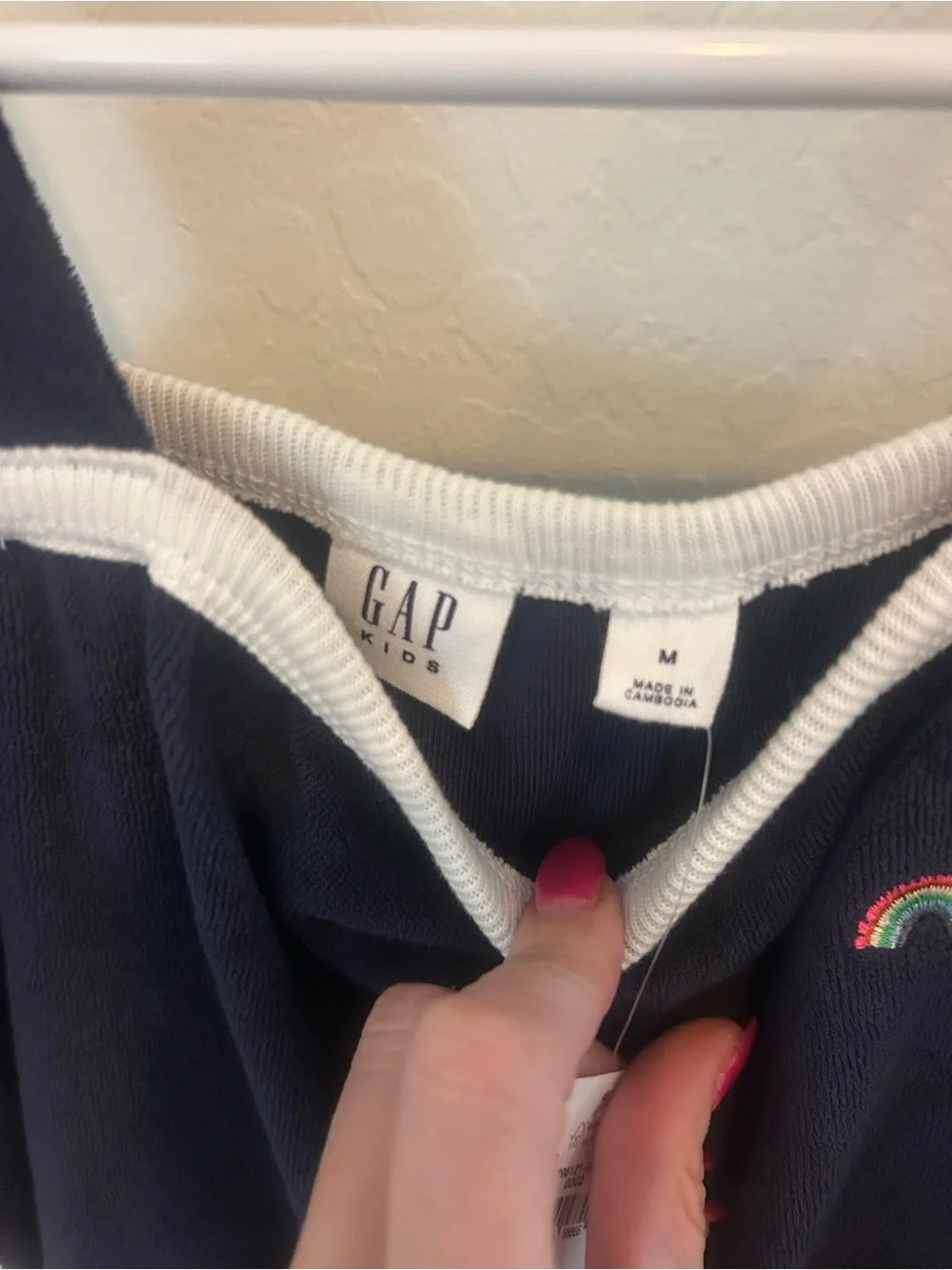 GAP Navy and White Girls' Romper Swim Coverup with Rainbow Patch